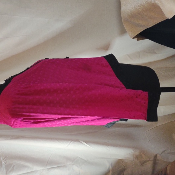 Vintage 80's Hot Pink w/Black Trim Long Sleeved Silk Button Up Blouse Size P8 - Picture 8 of 15